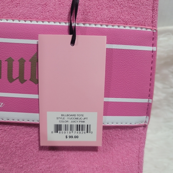 Juicy Couture Billboard Tote Juicy Pink Velour Brand New With Tags - Picture 7 of 7